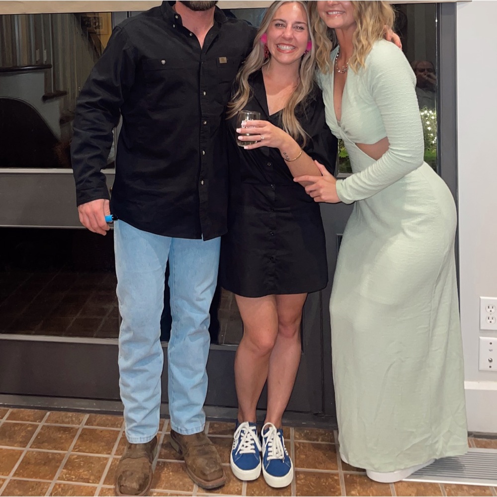 sage green cutout spring dress